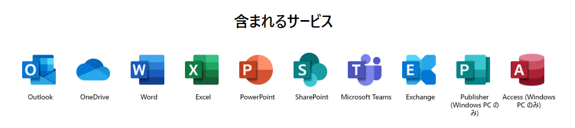 microsoft365ビジネススタンダードに含まれるサービス